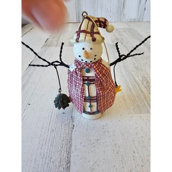 snowman holly star ornament plaid xmas tree - Picture 1 of 7